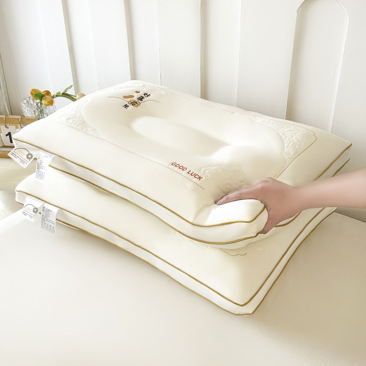 91家纺网 家纺一手货源 找家纺 （总）浩宇家纺 2026新款好事花生枕头枕芯成人家用舒适定型护颈枕助眠款6319