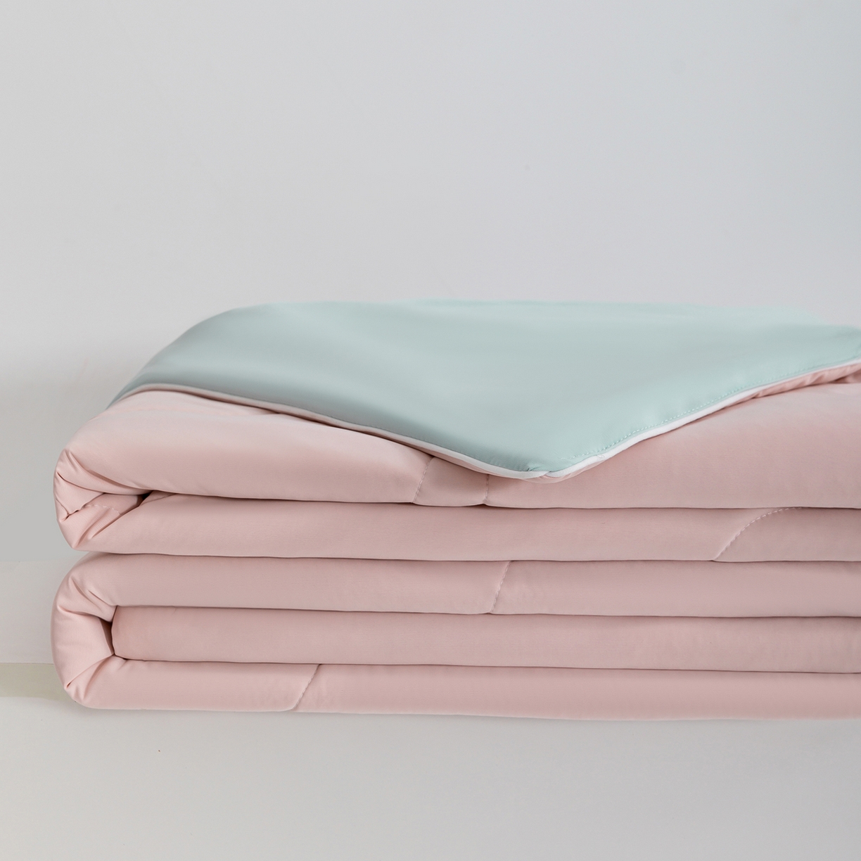 梵心家纺 2026新款凉感A类氨纶凉感丝夏被（10%氨纶）空调被大豆夏凉被 白桃粉+海风兰