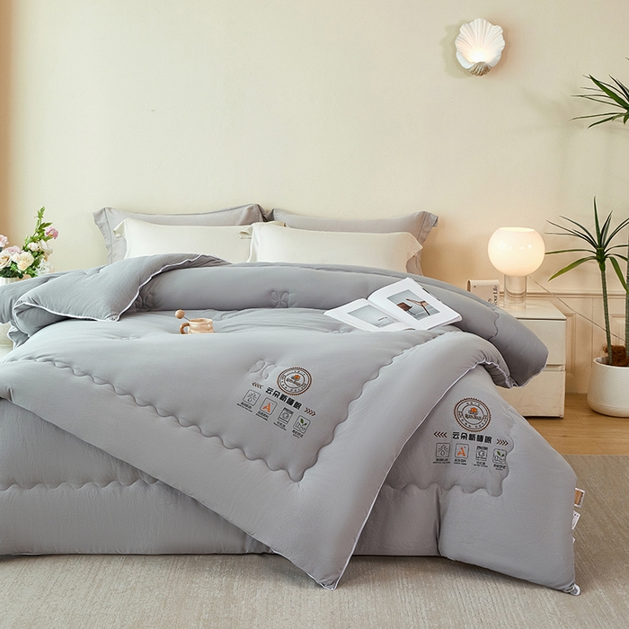91家纺网 家纺一手货源 找家纺 莱欧纳家纺 2026新款水洗棉大豆拉链式子母被 浅灰色