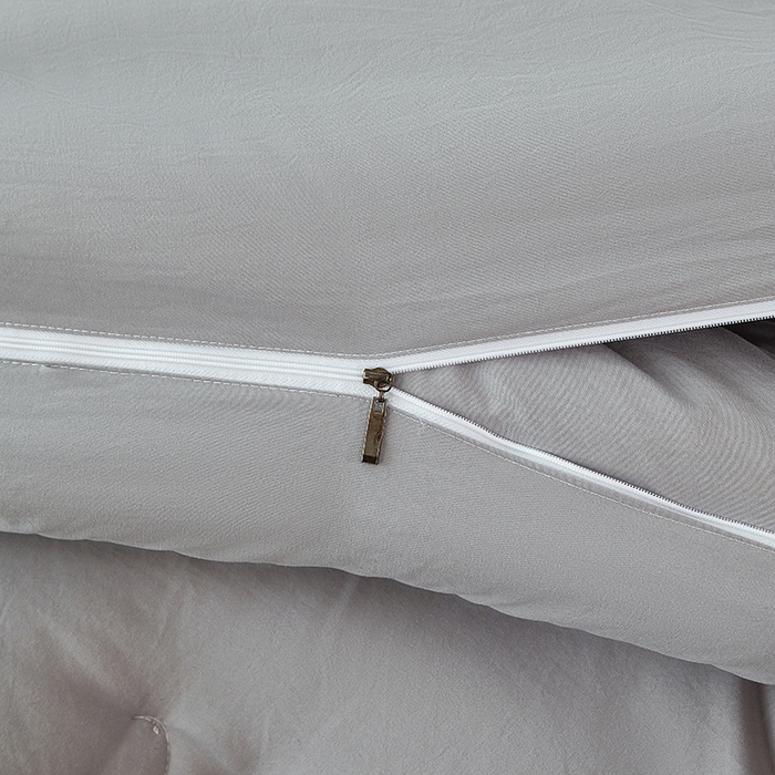 91家纺网 家纺一手货源 找家纺 莱欧纳家纺 2026新款水洗棉大豆拉链式子母被 浅灰色