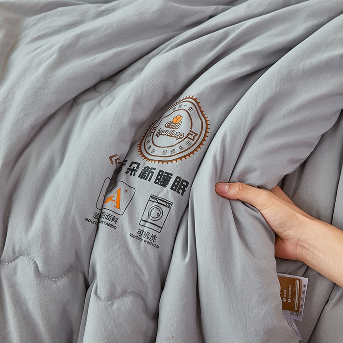 91家纺网 家纺一手货源 找家纺 莱欧纳家纺 2026新款水洗棉大豆拉链式子母被 浅灰色