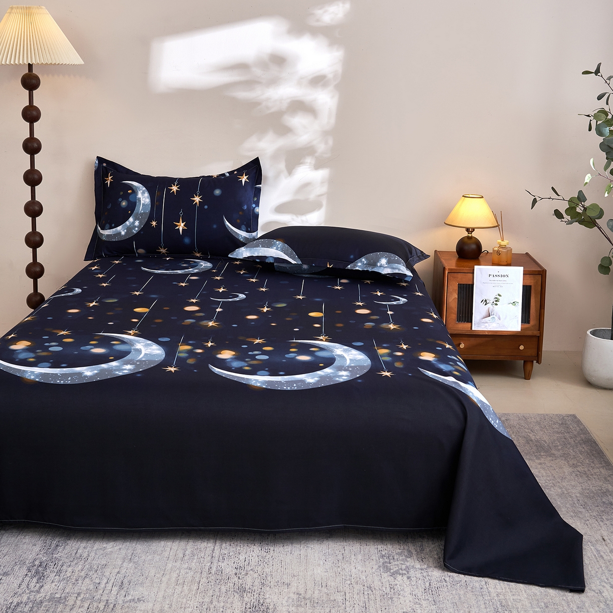 91家纺网 家纺一手货源 找家纺 馨乐家纺 2026新款亲肤舒适印花单床单 夜曲