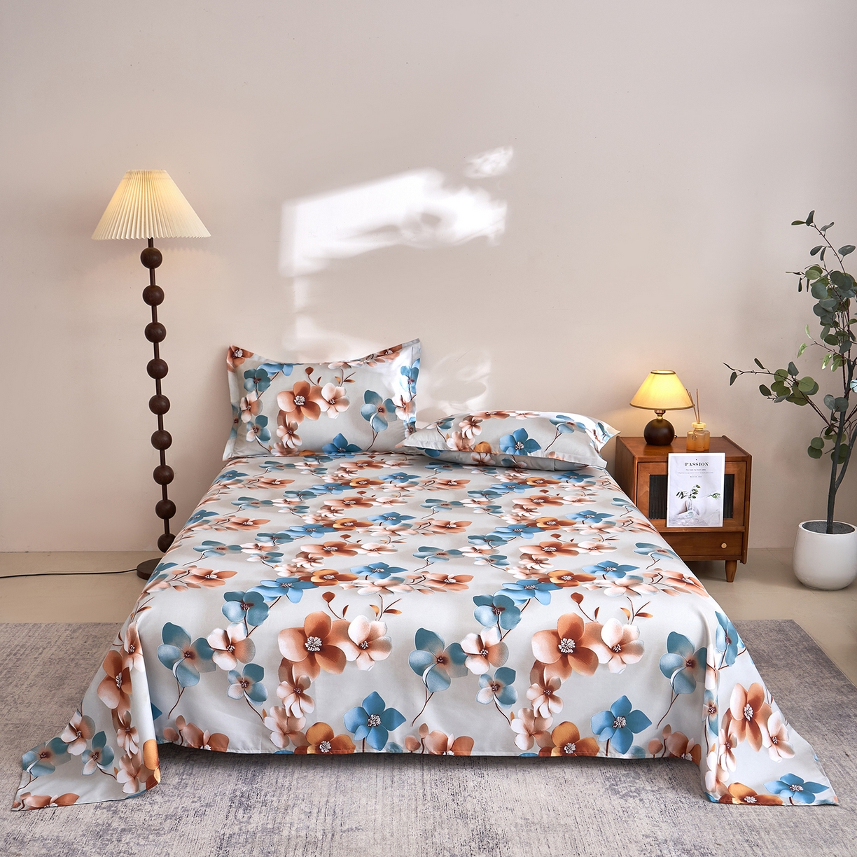 馨乐家纺 2026新款亲肤舒适印花单床单 桔然之间