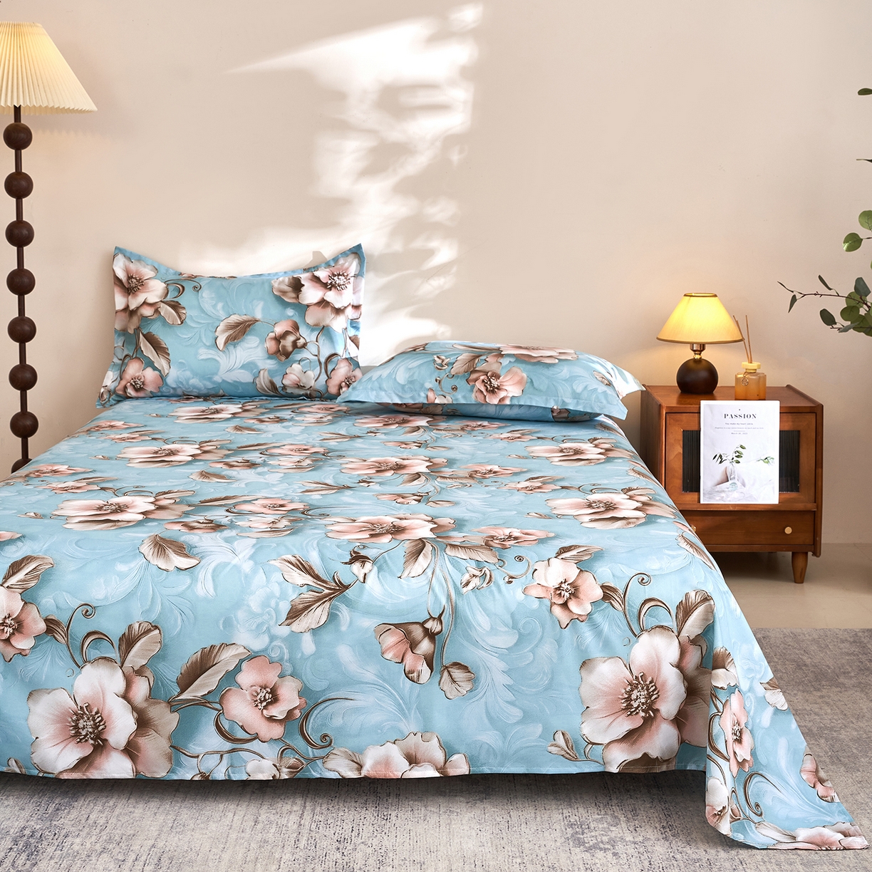 91家纺网 家纺一手货源 找家纺 馨乐家纺 2026新款亲肤舒适印花单床单 安妮