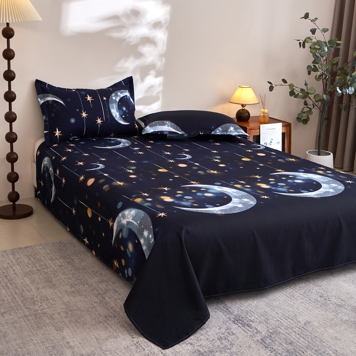 91家纺网 家纺一手货源 找家纺 馨乐家纺 2026新款亲肤舒适印花单床单 夜曲