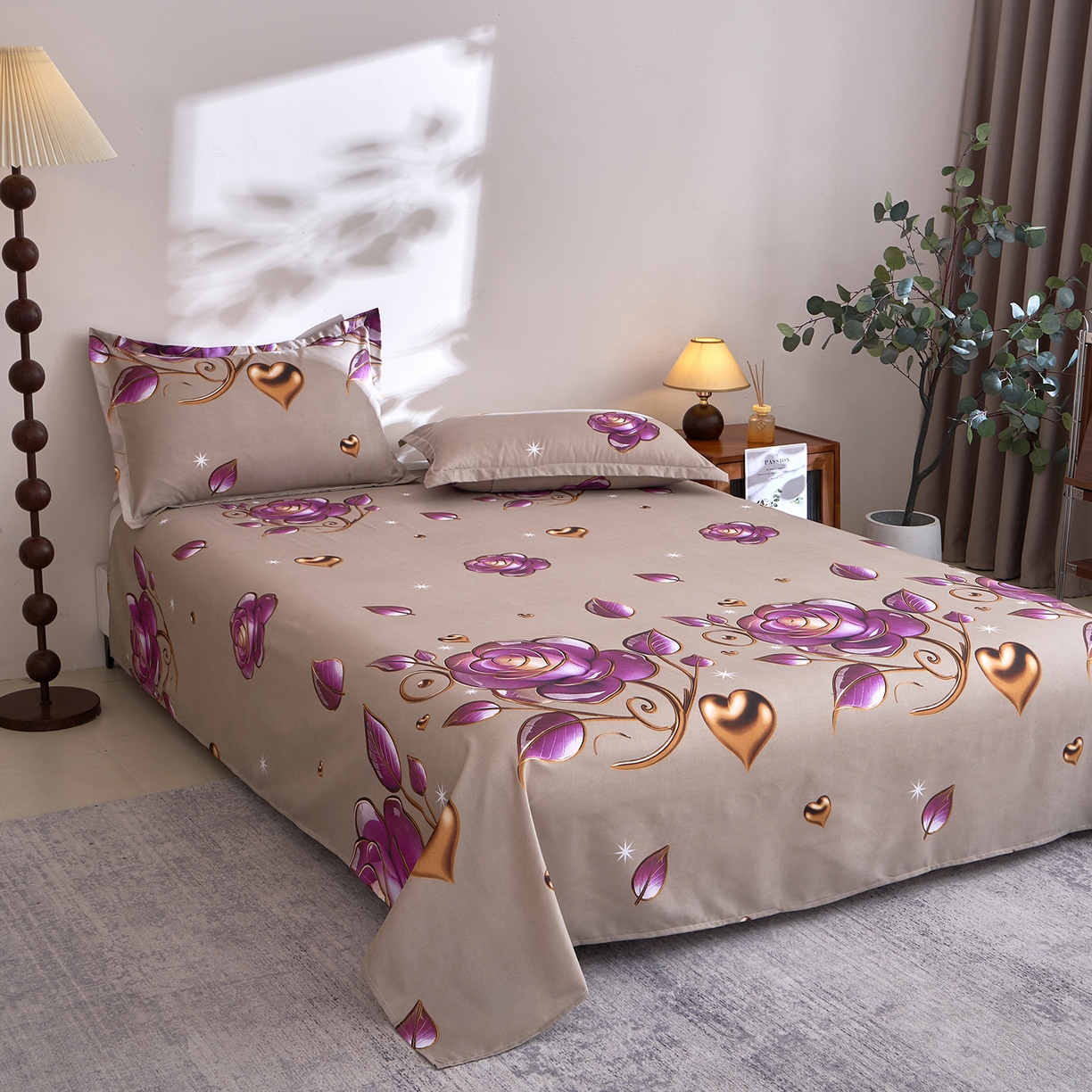 91家纺网 家纺一手货源 找家纺 馨乐家纺 2026新款亲肤舒适印花单床单 米娜