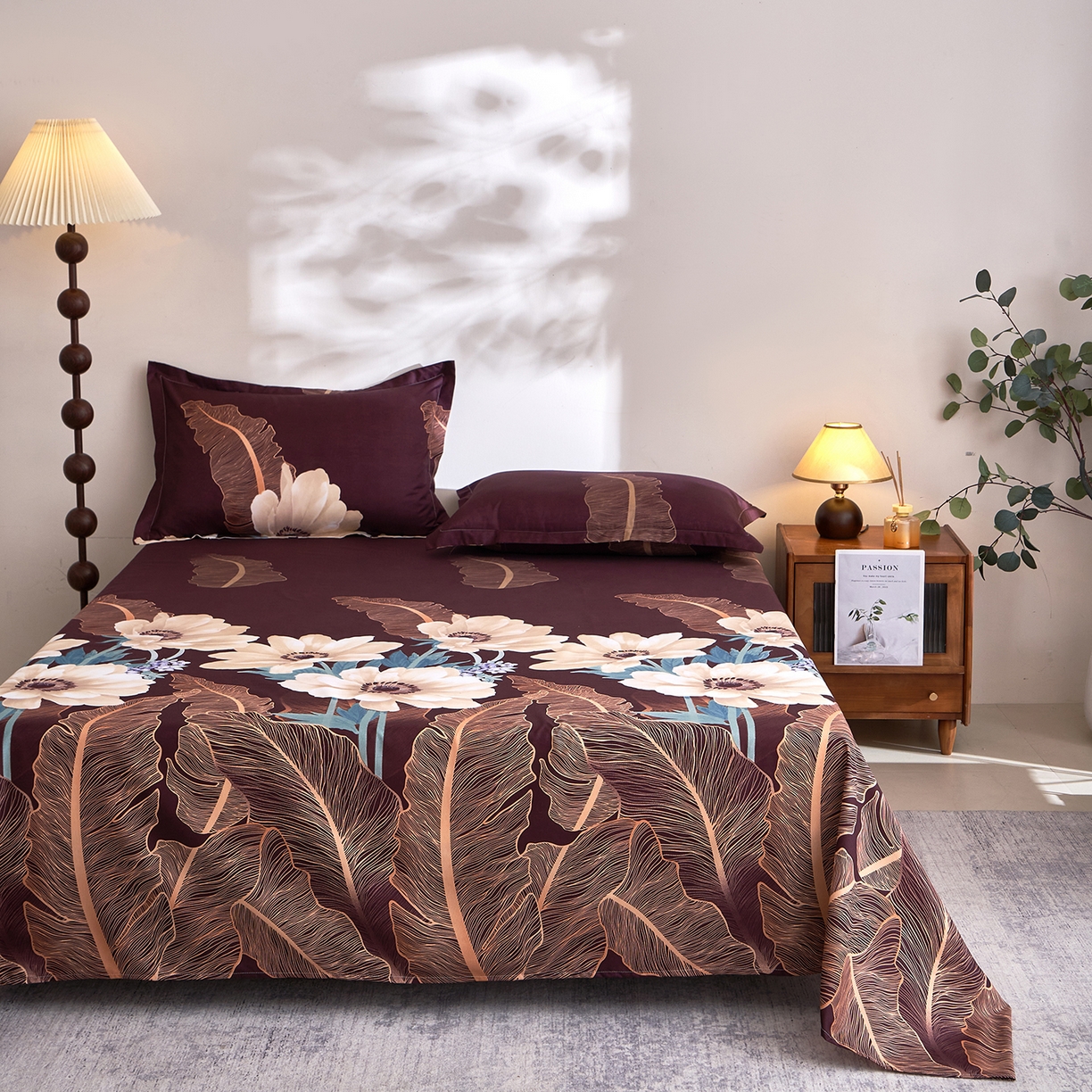 91家纺网 家纺一手货源 找家纺 馨乐家纺 2026新款亲肤舒适印花单床单 芳草天涯