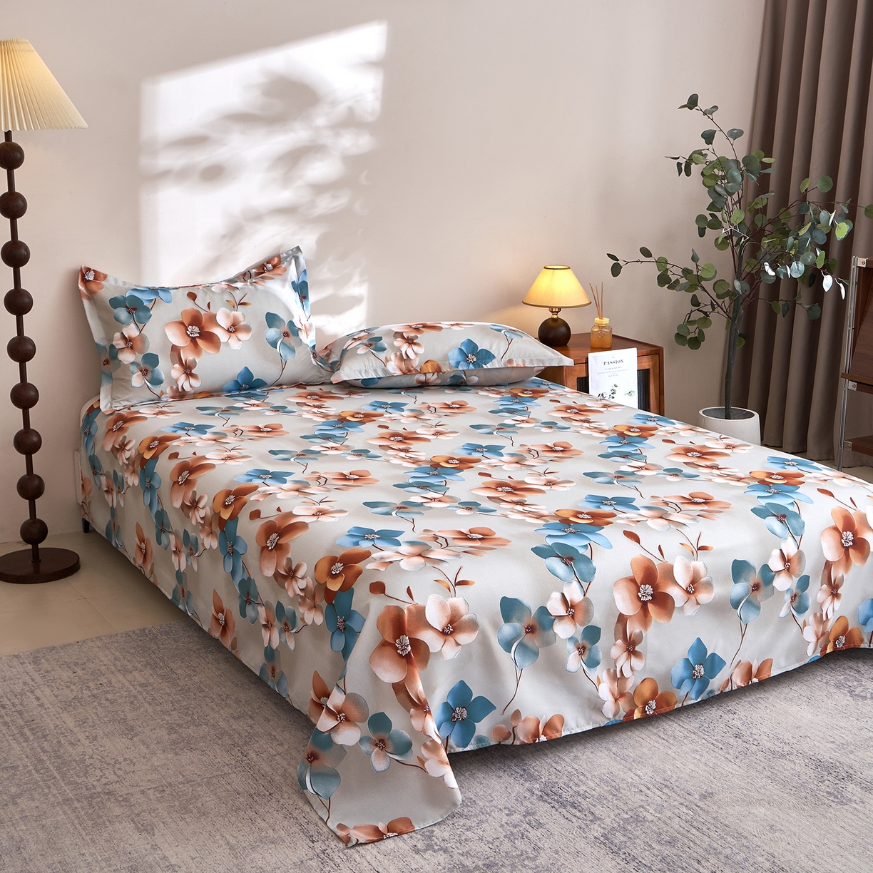 91家纺网 家纺一手货源 找家纺 馨乐家纺 2026新款亲肤舒适印花单床单 桔然之间