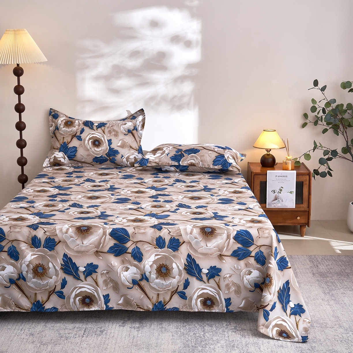 91家纺网 家纺一手货源 找家纺 馨乐家纺 2026新款亲肤舒适印花单床单 花开时光