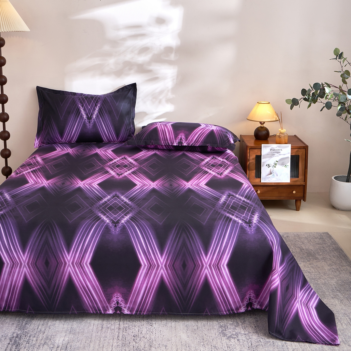 91家纺网 家纺一手货源 找家纺 馨乐家纺 2026新款亲肤舒适印花单床单 洛莉