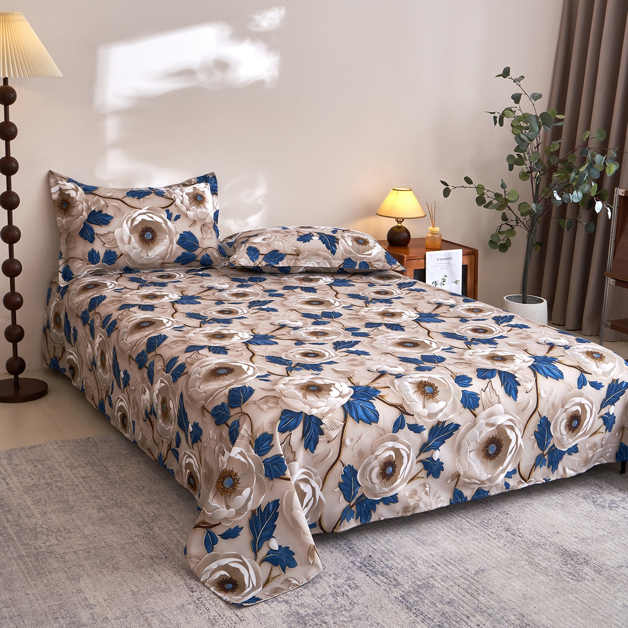 91家纺网 家纺一手货源 找家纺 馨乐家纺 2026新款亲肤舒适印花单床单 花开时光