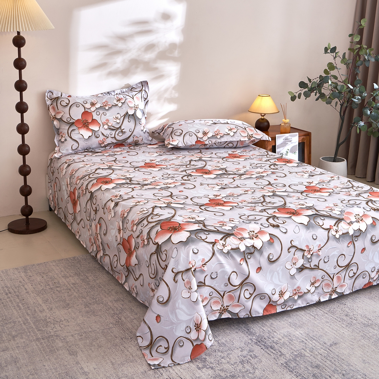 91家纺网 家纺一手货源 找家纺 馨乐家纺 2026新款亲肤舒适印花单床单 蒂芙娜