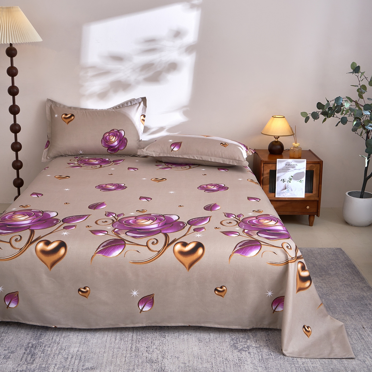 91家纺网 家纺一手货源 找家纺 馨乐家纺 2026新款亲肤舒适印花单床单 米娜