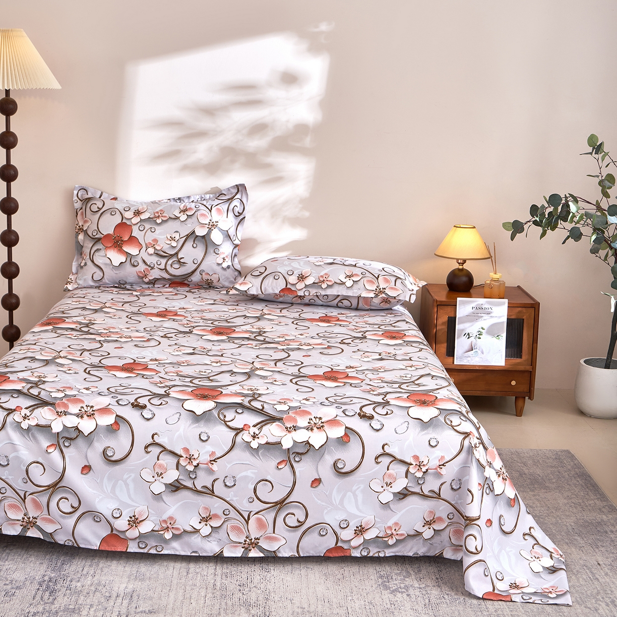 91家纺网 家纺一手货源 找家纺 馨乐家纺 2026新款亲肤舒适印花单床单 蒂芙娜