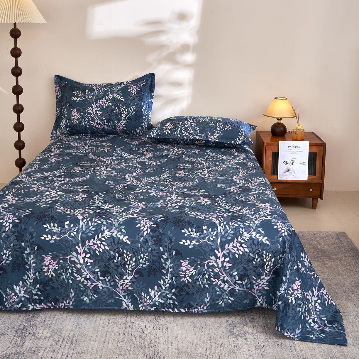 91家纺网 家纺一手货源 找家纺 馨乐家纺 2026新款亲肤舒适印花单床单 海棠