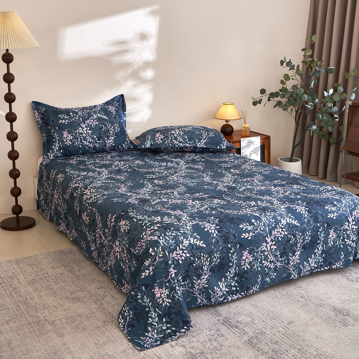 91家纺网 家纺一手货源 找家纺 馨乐家纺 2026新款亲肤舒适印花单床单 海棠