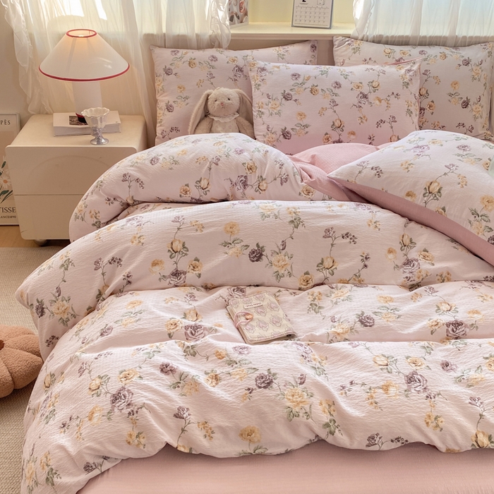 91家纺网 家纺一手货源 找家纺 （总）红日子纺织品 2026春夏云感复古+小清新皱皱纱四件套