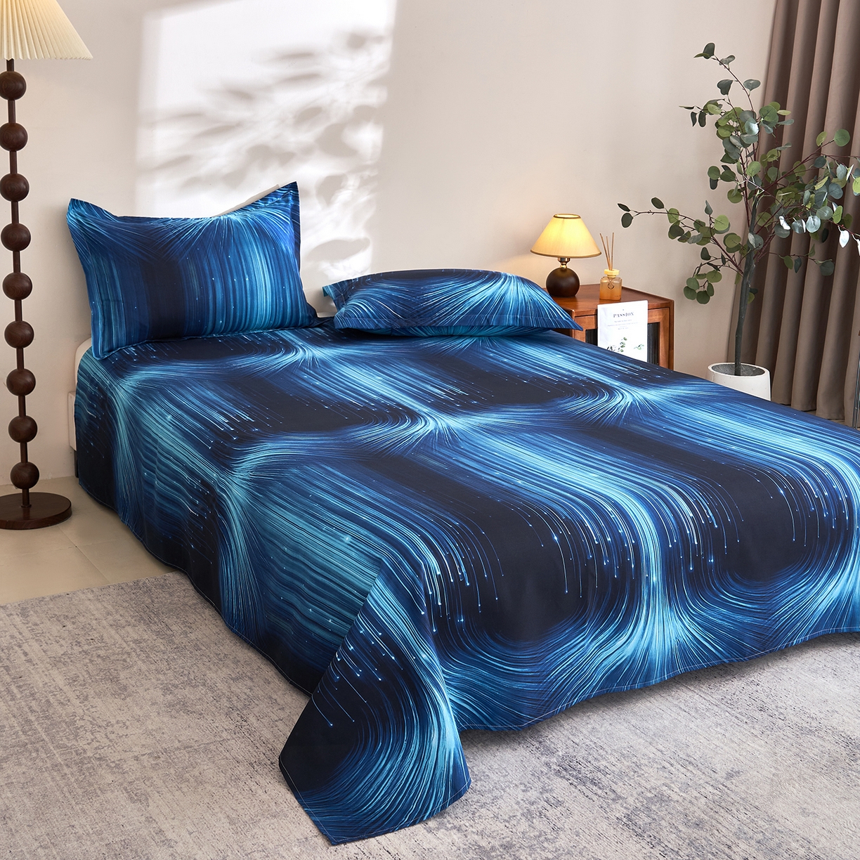 91家纺网 家纺一手货源 找家纺 馨乐家纺 2026新款亲肤舒适印花单床单 随风