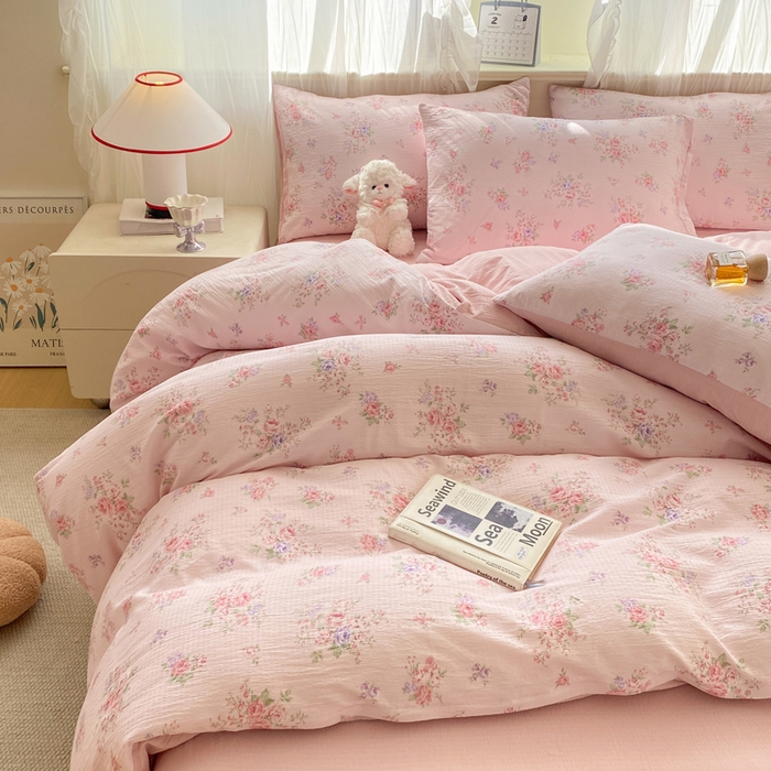 91家纺网 家纺一手货源 找家纺 （总）红日子纺织品 2026春夏云感复古+小清新皱皱纱四件套