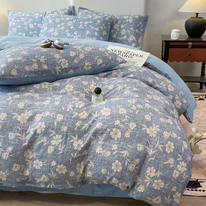 91家纺网 家纺一手货源 找家纺 红日子纺织品 2026春夏云感复古+小清新皱皱纱四件套 繁花-兰