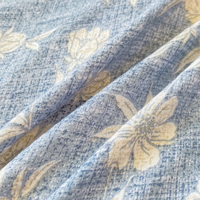 91家纺网 家纺一手货源 找家纺 红日子纺织品 2026春夏云感复古+小清新皱皱纱四件套 繁花-兰