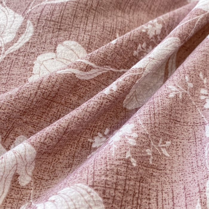 91家纺网 家纺一手货源 找家纺 红日子纺织品 2026春夏云感复古+小清新皱皱纱四件套 芳馨-豆沙