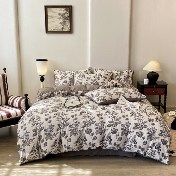 91家纺网 家纺一手货源 找家纺 红日子纺织品 2026春夏云感复古+小清新皱皱纱四件套 花都-卡