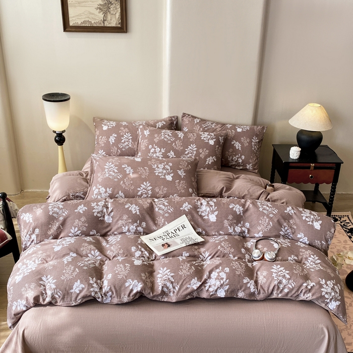 91家纺网 家纺一手货源 找家纺 红日子纺织品 2026春夏云感复古+小清新皱皱纱四件套 锦绣-卡