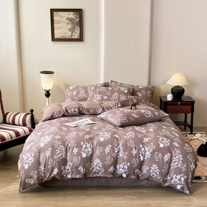 91家纺网 家纺一手货源 找家纺 红日子纺织品 2026春夏云感复古+小清新皱皱纱四件套 锦绣-卡