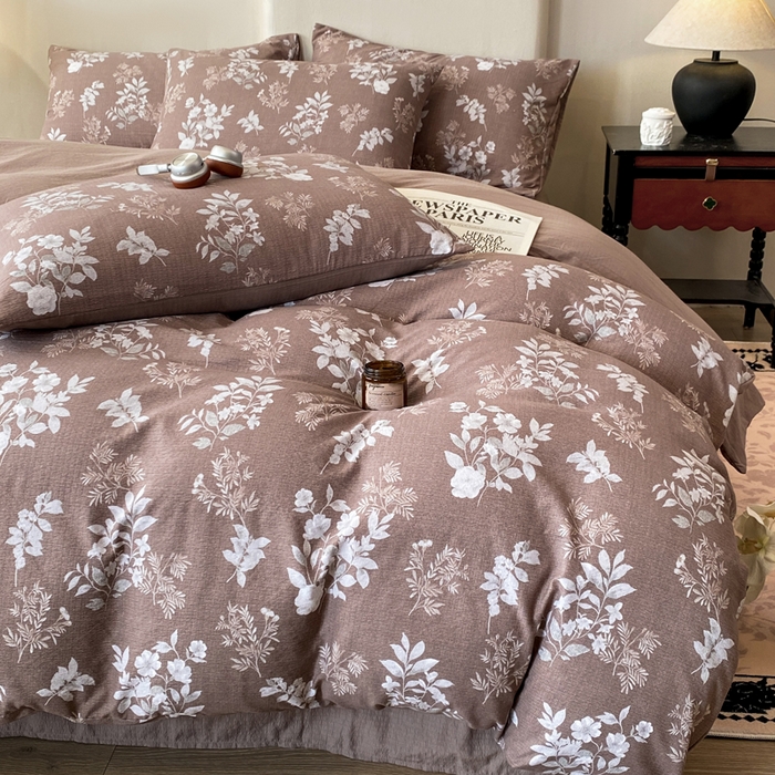 91家纺网 家纺一手货源 找家纺 红日子纺织品 2026春夏云感复古+小清新皱皱纱四件套 锦绣-卡