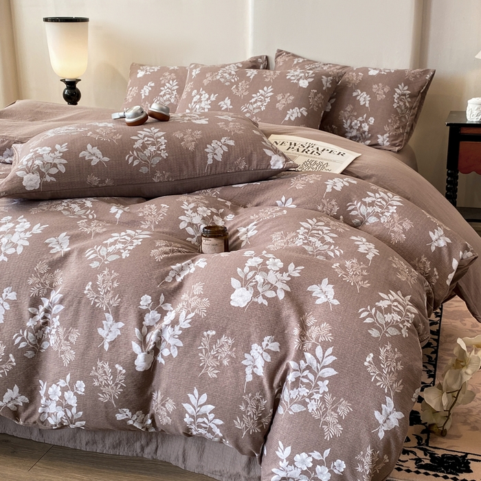 91家纺网 家纺一手货源 找家纺 红日子纺织品 2026春夏云感复古+小清新皱皱纱四件套 锦绣-卡