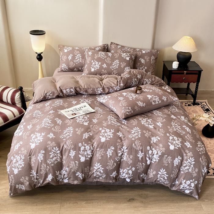 91家纺网 家纺一手货源 找家纺 红日子纺织品 2026春夏云感复古+小清新皱皱纱四件套 锦绣-卡