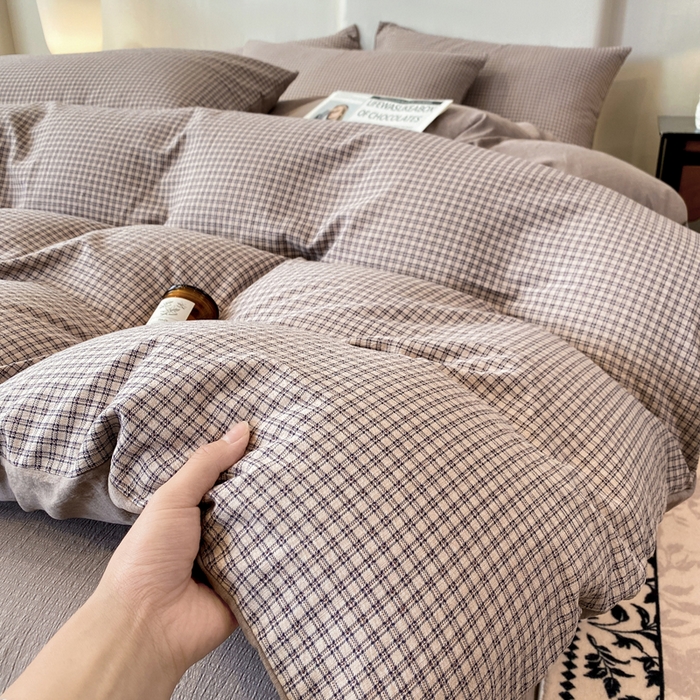 91家纺网 家纺一手货源 找家纺 红日子纺织品 2026春夏云感复古+小清新皱皱纱四件套 卡夏-卡