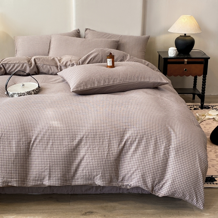 91家纺网 家纺一手货源 找家纺 红日子纺织品 2026春夏云感复古+小清新皱皱纱四件套 卡夏-卡