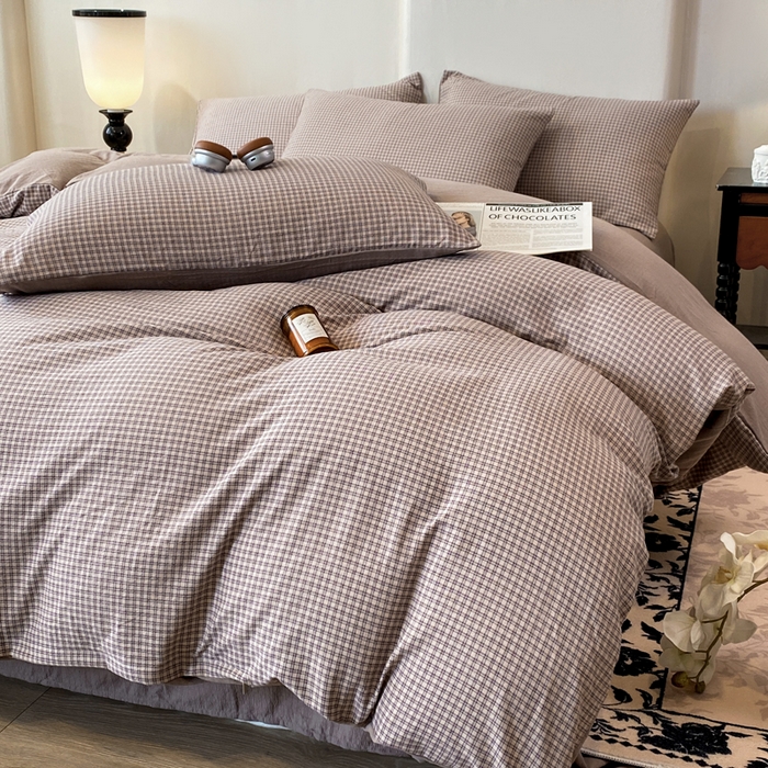 91家纺网 家纺一手货源 找家纺 红日子纺织品 2026春夏云感复古+小清新皱皱纱四件套 卡夏-卡