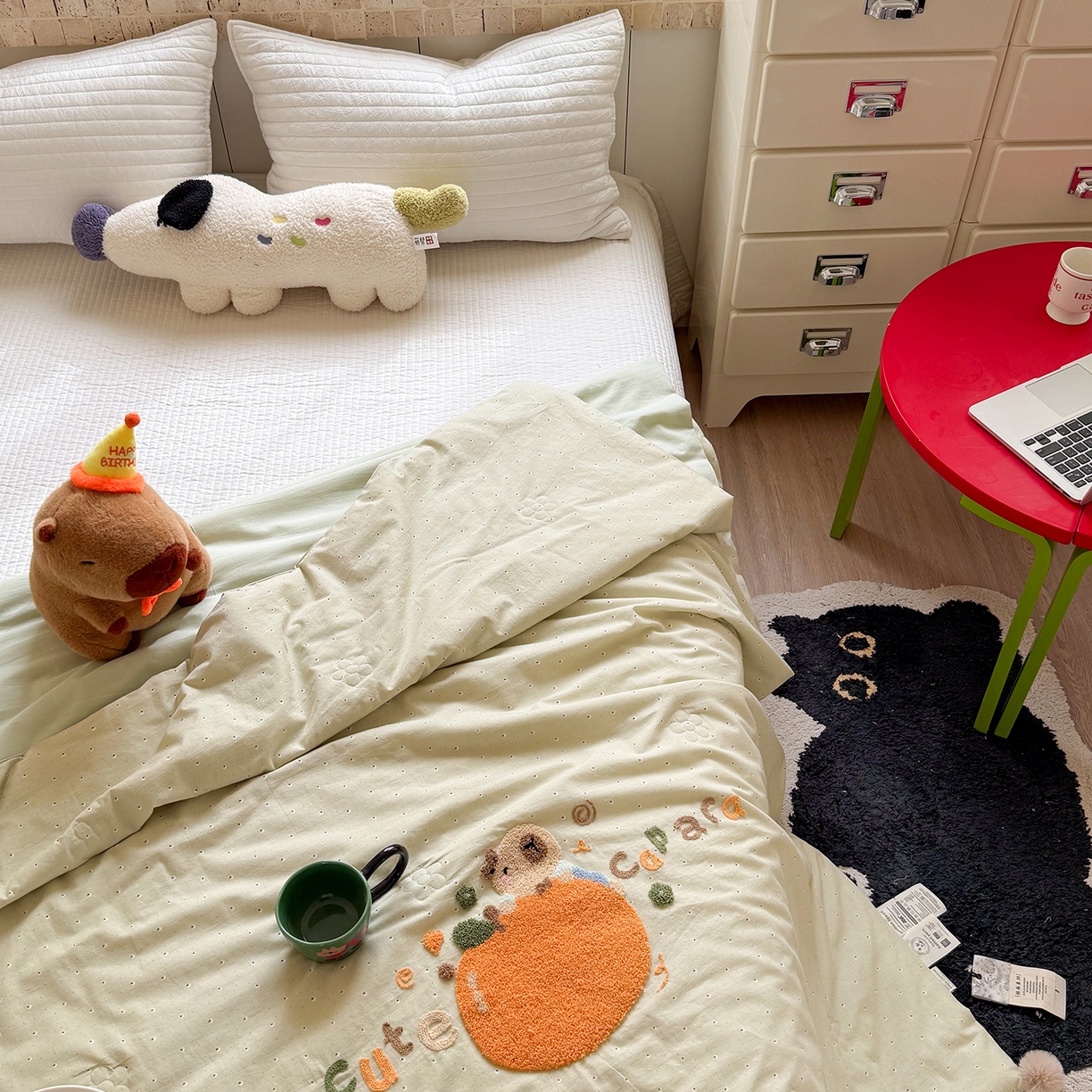 91家纺网 家纺一手货源 找家纺 有货 2026新款棉麻提花印花毛巾绣夏被春秋被被子被芯-甜趣 橘子卡比