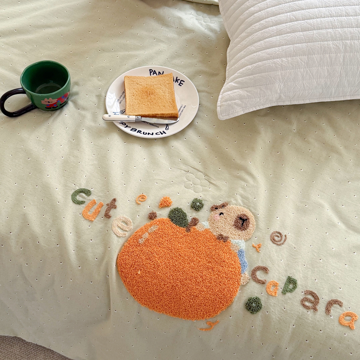 91家纺网 家纺一手货源 找家纺 有货 2026新款棉麻提花印花毛巾绣夏被春秋被被子被芯-甜趣 橘子卡比