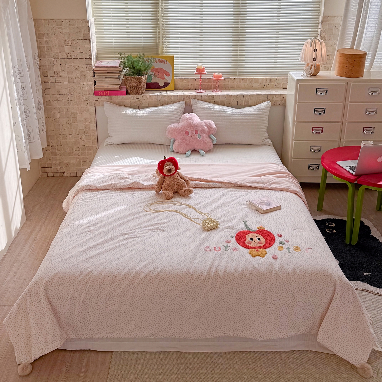 有货 2026新款棉麻提花印花毛巾绣夏被春秋被被子被芯-甜趣 樱桃娃娃