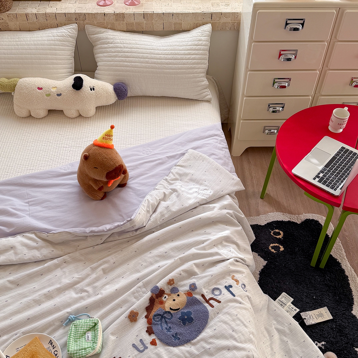 91家纺网 家纺一手货源 找家纺 有货 2026新款棉麻提花印花毛巾绣夏被春秋被被子被芯-甜趣 蓝莓马