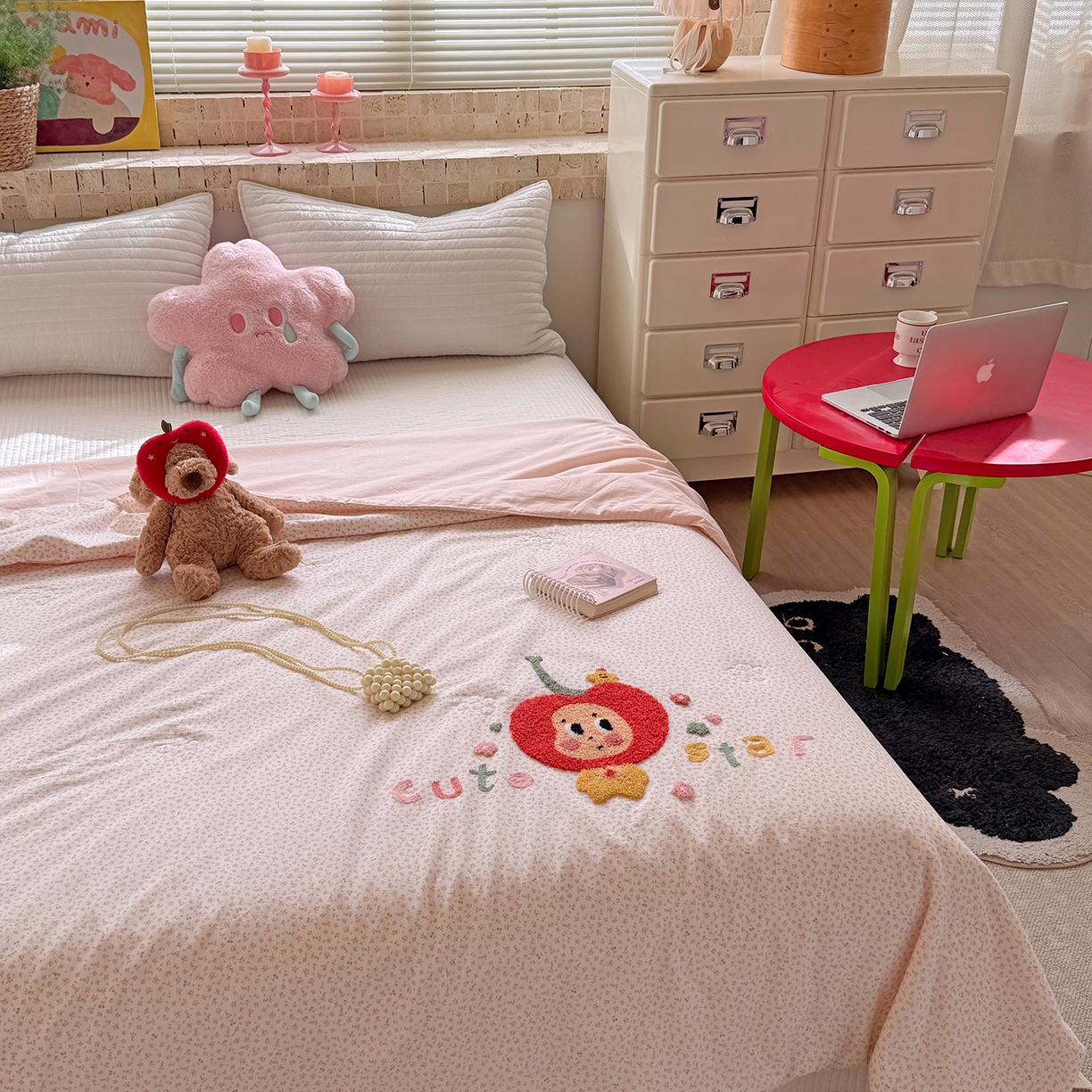 91家纺网 家纺一手货源 找家纺 有货 2026新款棉麻提花印花毛巾绣夏被春秋被被子被芯-甜趣 樱桃娃娃