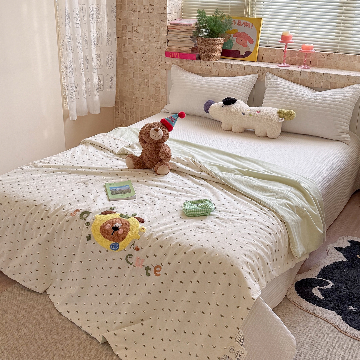 91家纺网 家纺一手货源 找家纺 有货 2026新款棉麻提花印花毛巾绣夏被春秋被被子被芯-甜趣 柠檬熊