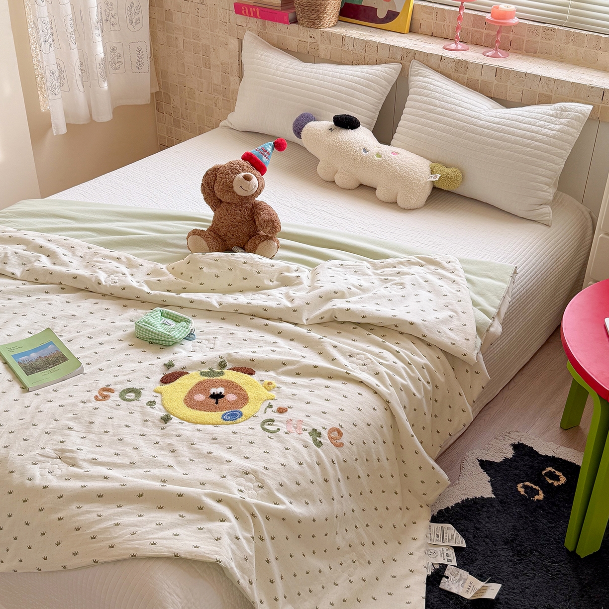 91家纺网 家纺一手货源 找家纺 有货 2026新款棉麻提花印花毛巾绣夏被春秋被被子被芯-甜趣 柠檬熊