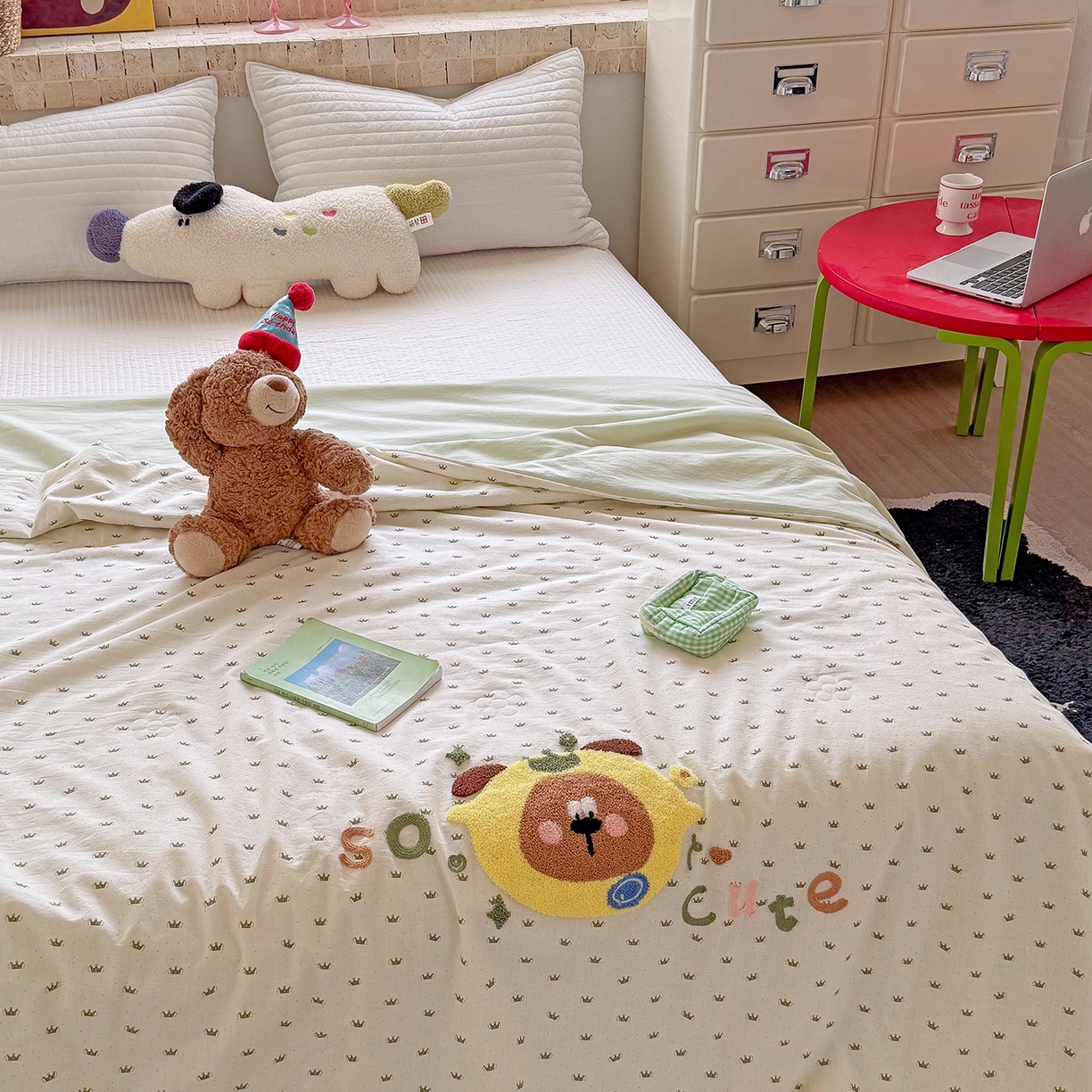 91家纺网 家纺一手货源 找家纺 有货 2026新款棉麻提花印花毛巾绣夏被春秋被被子被芯-甜趣 柠檬熊