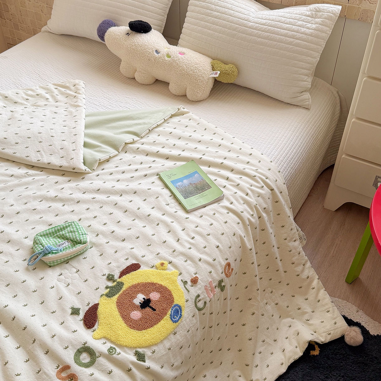 91家纺网 家纺一手货源 找家纺 有货 2026新款棉麻提花印花毛巾绣夏被春秋被被子被芯-甜趣 柠檬熊