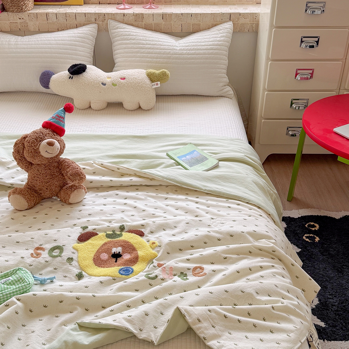 91家纺网 家纺一手货源 找家纺 有货 2026新款棉麻提花印花毛巾绣夏被春秋被被子被芯-甜趣 柠檬熊