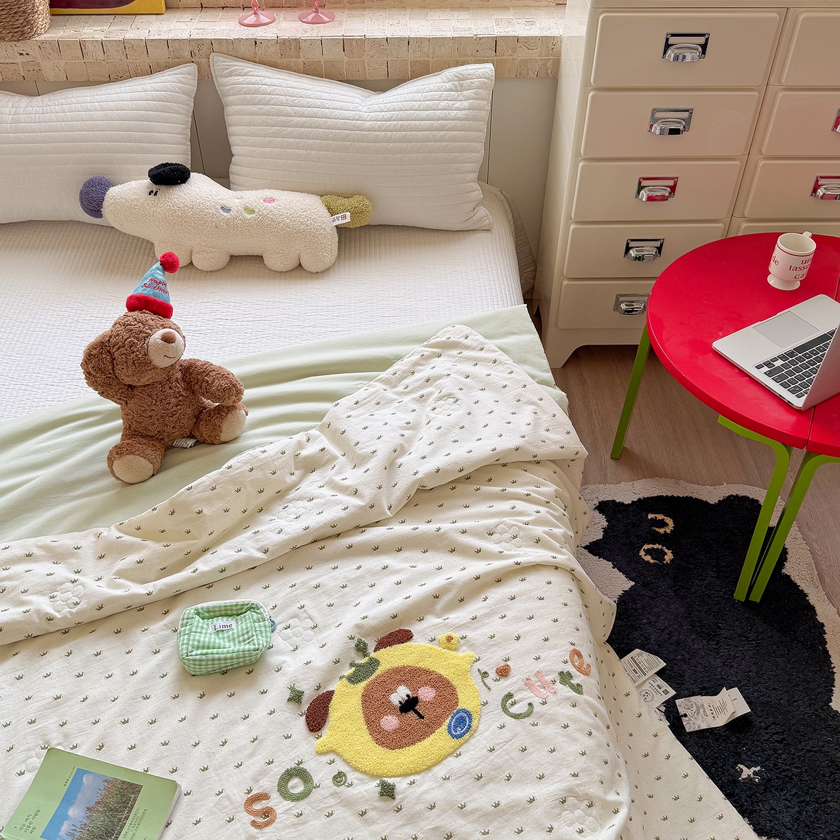 91家纺网 家纺一手货源 找家纺 有货 2026新款棉麻提花印花毛巾绣夏被春秋被被子被芯-甜趣 柠檬熊