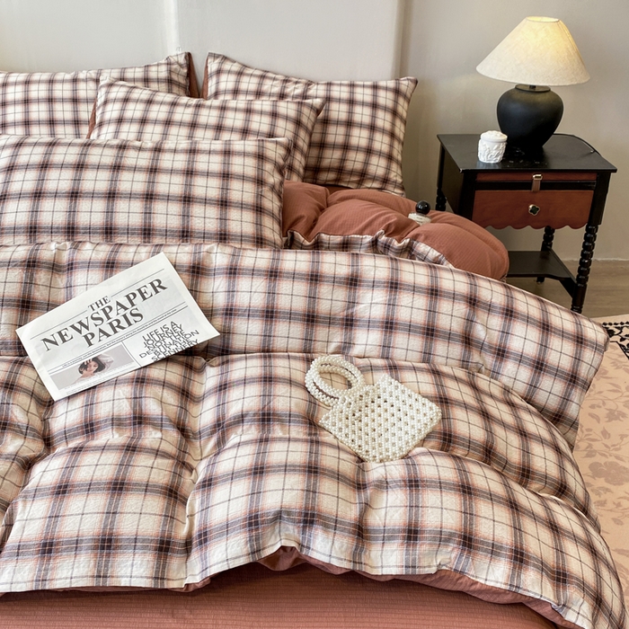 红日子纺织品 2026春夏云感复古+小清新皱皱纱四件套 米兰-卡