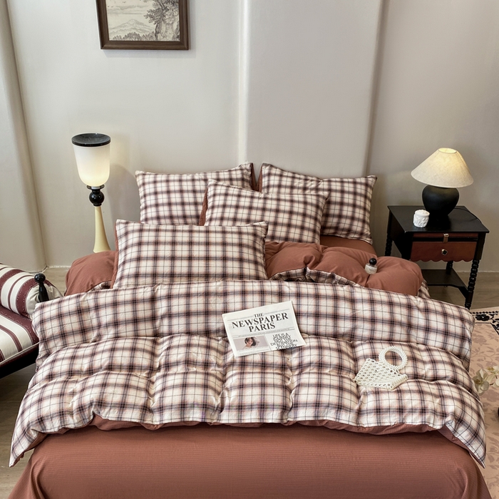 91家纺网 家纺一手货源 找家纺 红日子纺织品 2026春夏云感复古+小清新皱皱纱四件套 米兰-卡