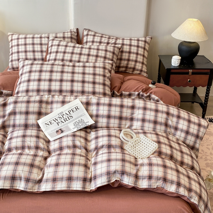 91家纺网 家纺一手货源 找家纺 红日子纺织品 2026春夏云感复古+小清新皱皱纱四件套 米兰-卡