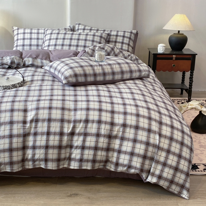 91家纺网 家纺一手货源 找家纺 红日子纺织品 2026春夏云感复古+小清新皱皱纱四件套 米兰-兰